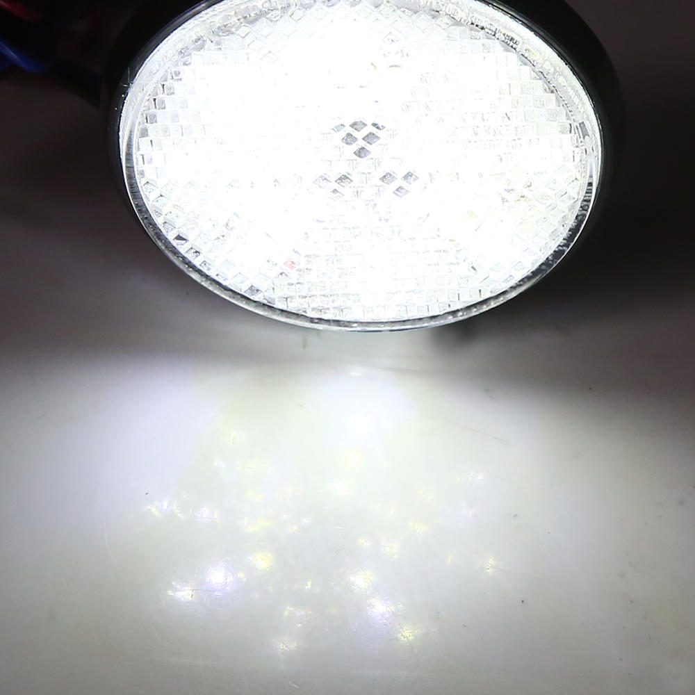 Unique Bargains 2pcs White LED Light Round Shape Motorcycle Reflector Rear Tail Brake Stop Lamp