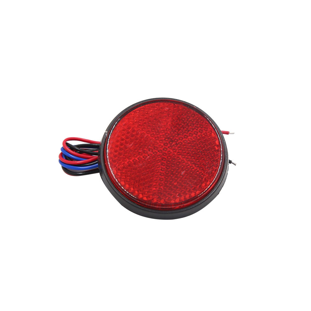 Unique Bargains 2pcs Red LED Light Round Shape Motorcycle Reflector Rear Tail Brake Stop Lamp