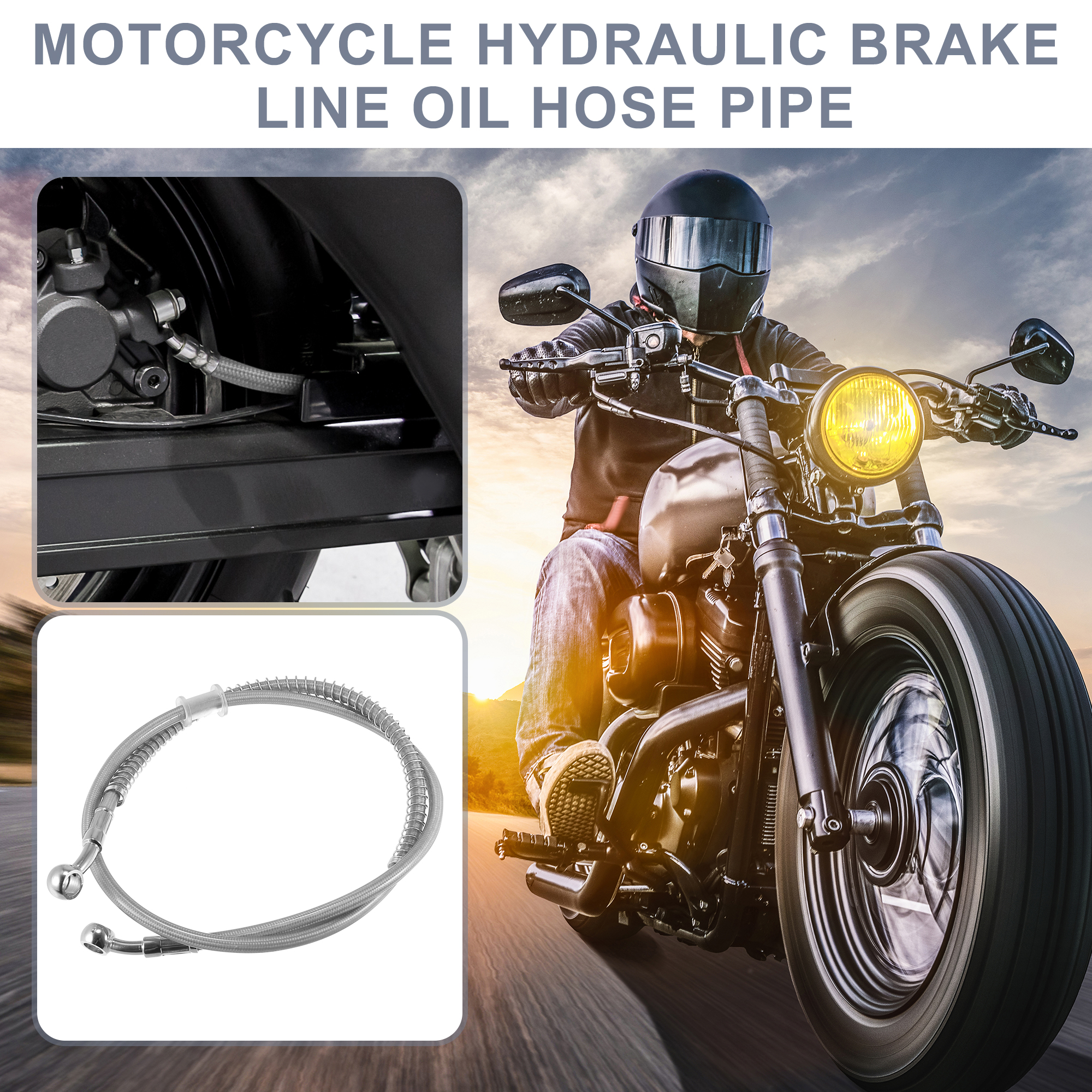 Unique Bargains 39.37" 10mm Motorcycle Hydraulic Brake Line Oil Hose Stainless Steel Silver Tone