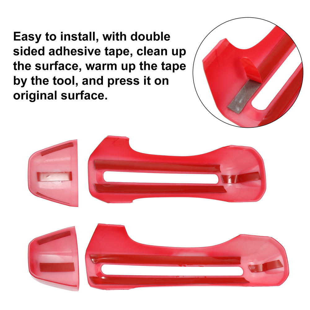 Unique Bargains Red Door Handle Trim Cover Kit w/ Tailgate Handle Cover for Jeep Wrangler 18-21
