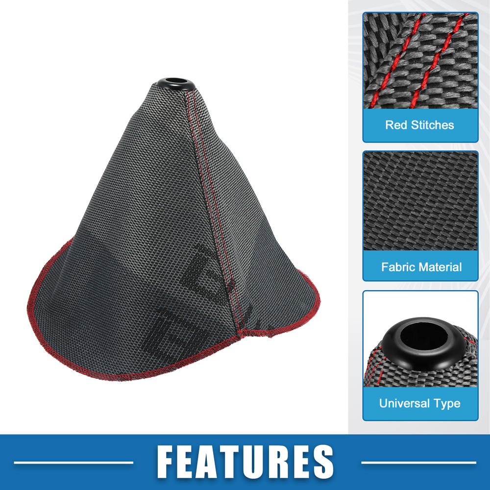 Unique Bargains Car Shift Boot Cover Universal Gear Shift Knob Boot Dust Cover Fabric Dark Grey with Red Line