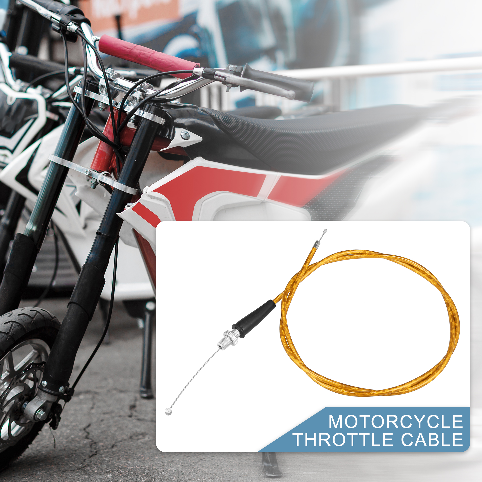 Unique Bargains Motorcycle Gas Throttle Cable 50 Inch for Mini Bike MB165 196cc 5.5hp Yellow