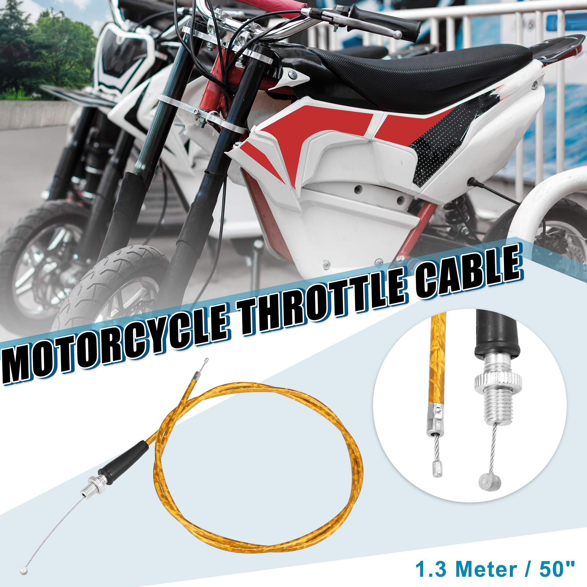 Unique Bargains Motorcycle Gas Throttle Cable 50 Inch for Mini Bike MB165 196cc 5.5hp Yellow