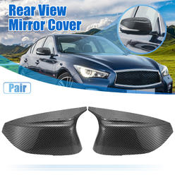 Unique Bargains Pair Rear View Mirror Cover Carbon Fiber Pattern for Infiniti Q50 2014-2020