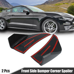 Unique Bargains 2pcs Car Front Side Bumper Corner Spoiler for Ford for Mustang 2015-2020 Black