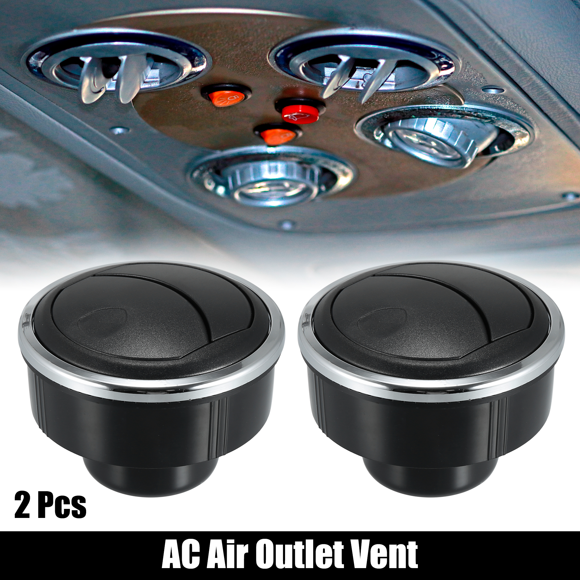 Unique Bargains 2Pcs Rotating AC Air Outlet Vent Electroplate Knob for RV Boat 84mm 70mm 47mm