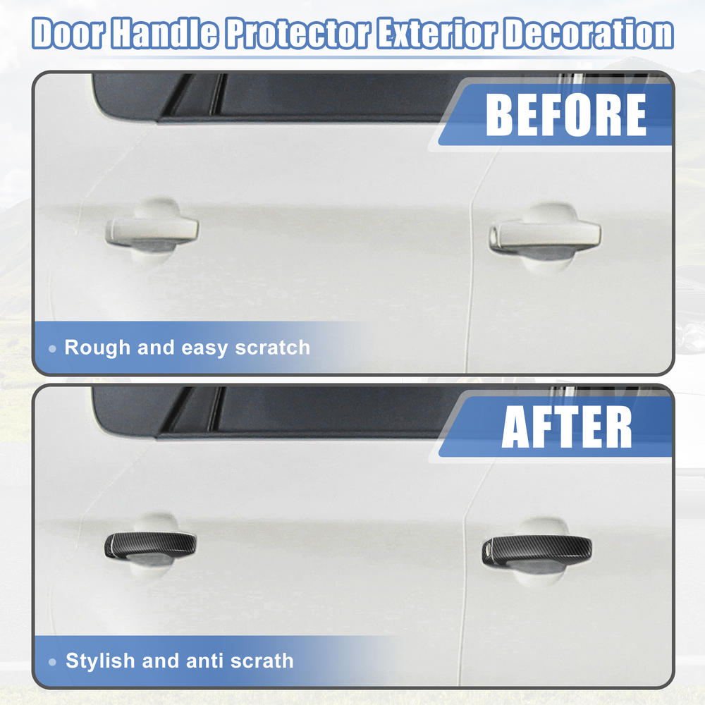 Unique Bargains 8 Pcs Carbon Fiber Pattern Door Handle Cover Trim w/ Key Hole for Subaru WRX STi