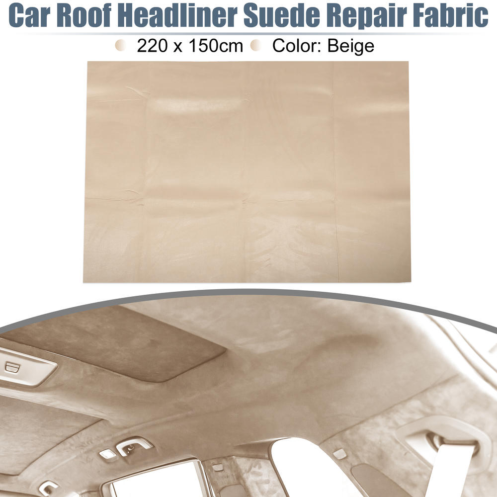 Unique Bargains Suede Headliner Fabric 87"x60" Foam Backed for Car Interior Roof Repair Beige