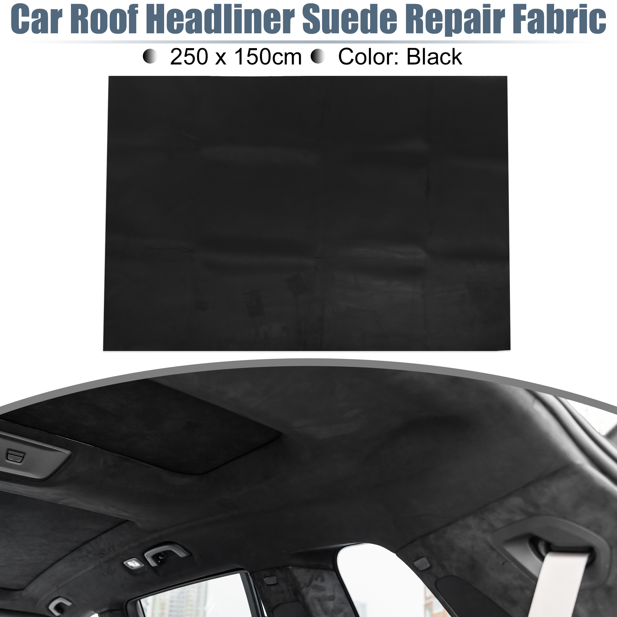 Unique Bargains Suede Headliner Fabric 98x60 Foam Backed for Car Interior  Roof Repair Black