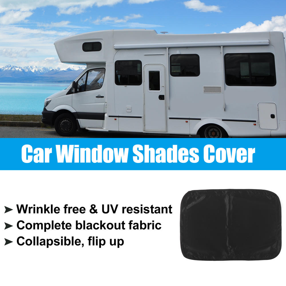 Unique Bargains 1 Set Black 23.23"x16.14" RV Door Shade Cover Window Covers Car Window Shades