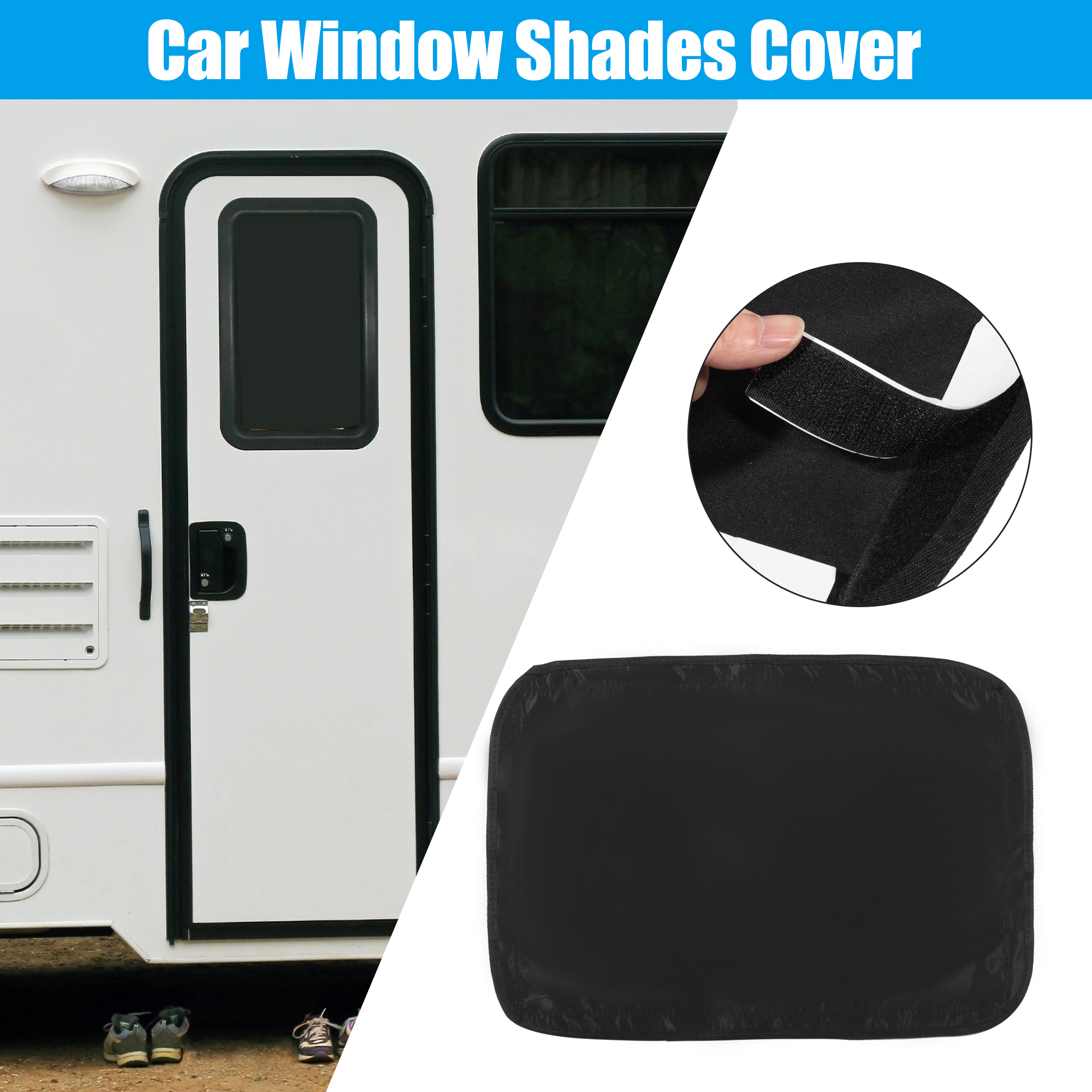 Unique Bargains 1 Set Black 23.23"x16.14" RV Door Shade Cover Window Covers Car Window Shades
