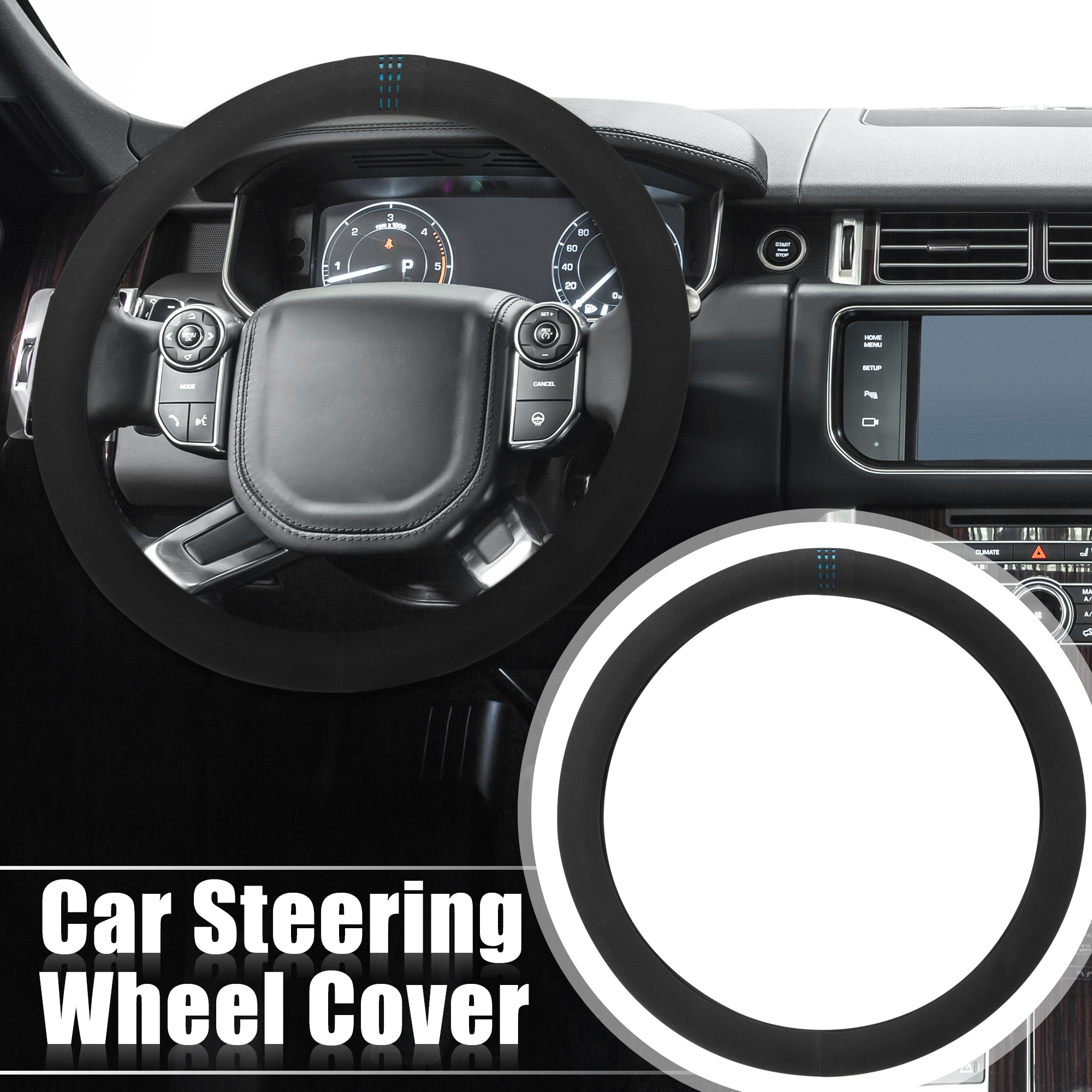 Unique Bargains Universal 38cm Suede Blue Style Car Steering Wheel Cover Protector Breathable