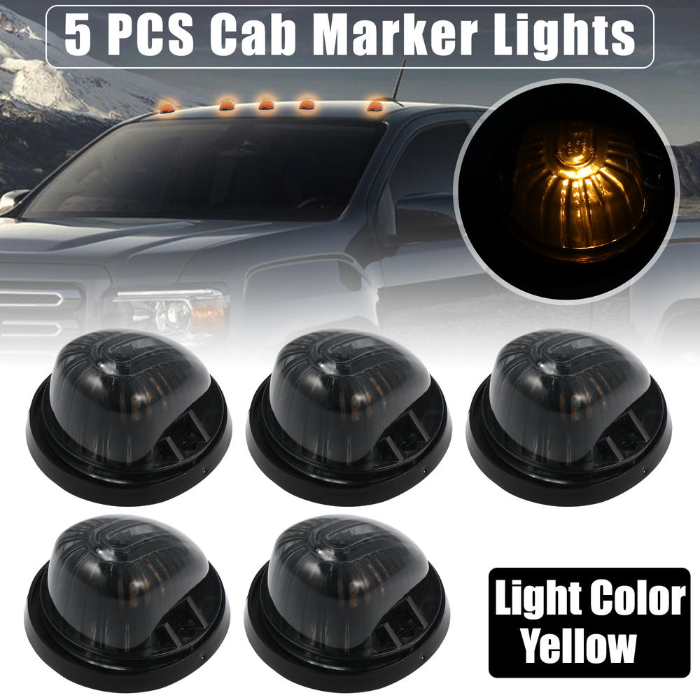Unique Bargains 5pcs Top Cab Marker Light Smoked Black Cover Yellow Light for GMC C1500 79-84 86