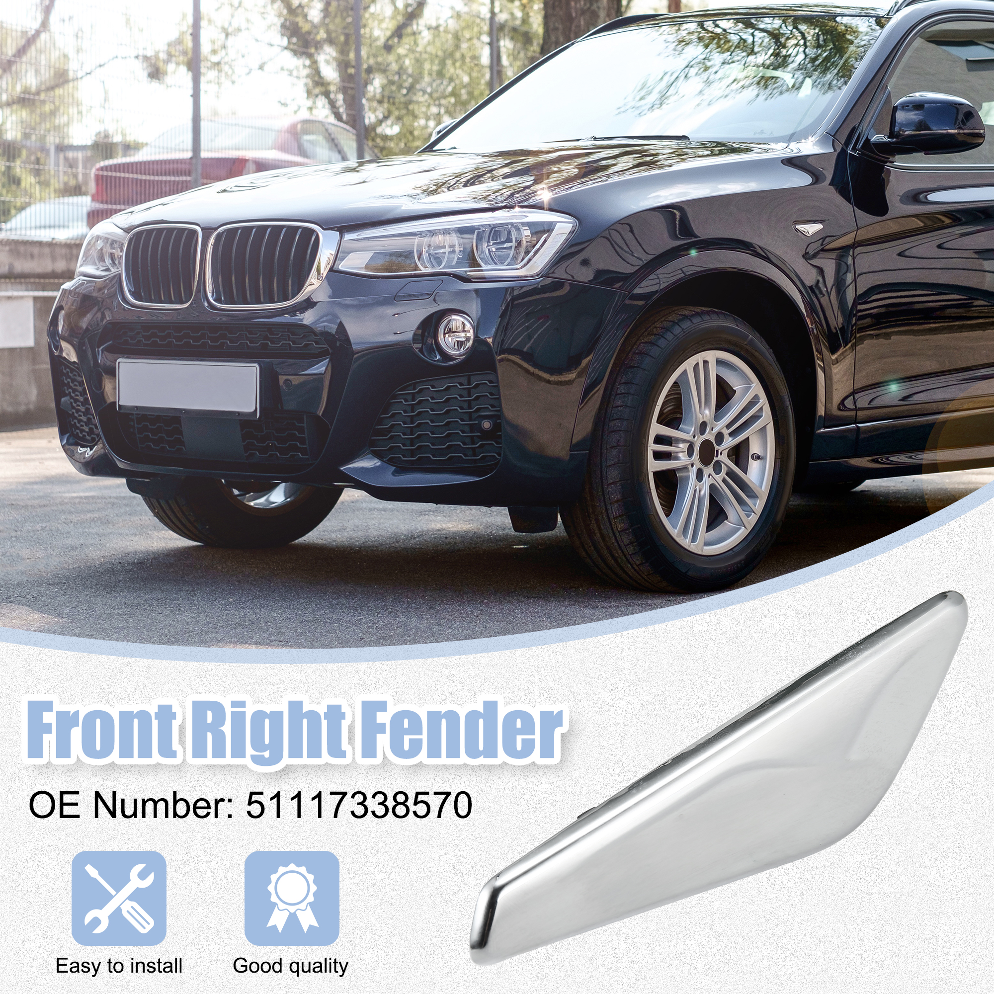 Unique Bargains Front Right Fender Side Marker Finisher Trim for BMW X3 X4 F25 F26 51117338570