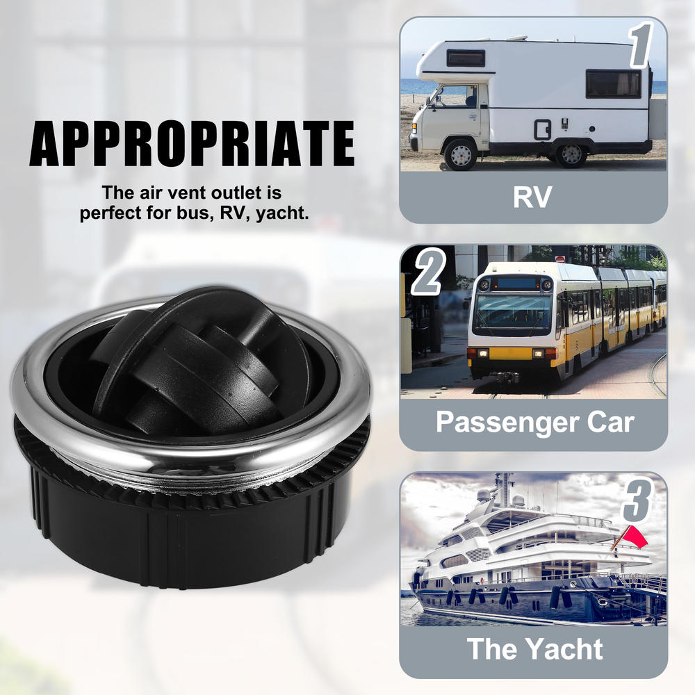 Unique Bargains Universal 65mm Vent Air Outlet Rotating Round Ceiling Black for Car Bus RV ATV