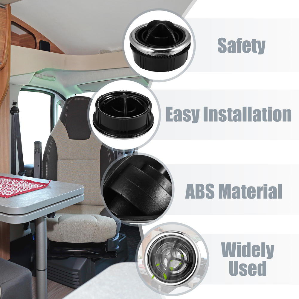 Unique Bargains Universal 65mm Vent Air Outlet Rotating Round Ceiling Black for Car Bus RV ATV