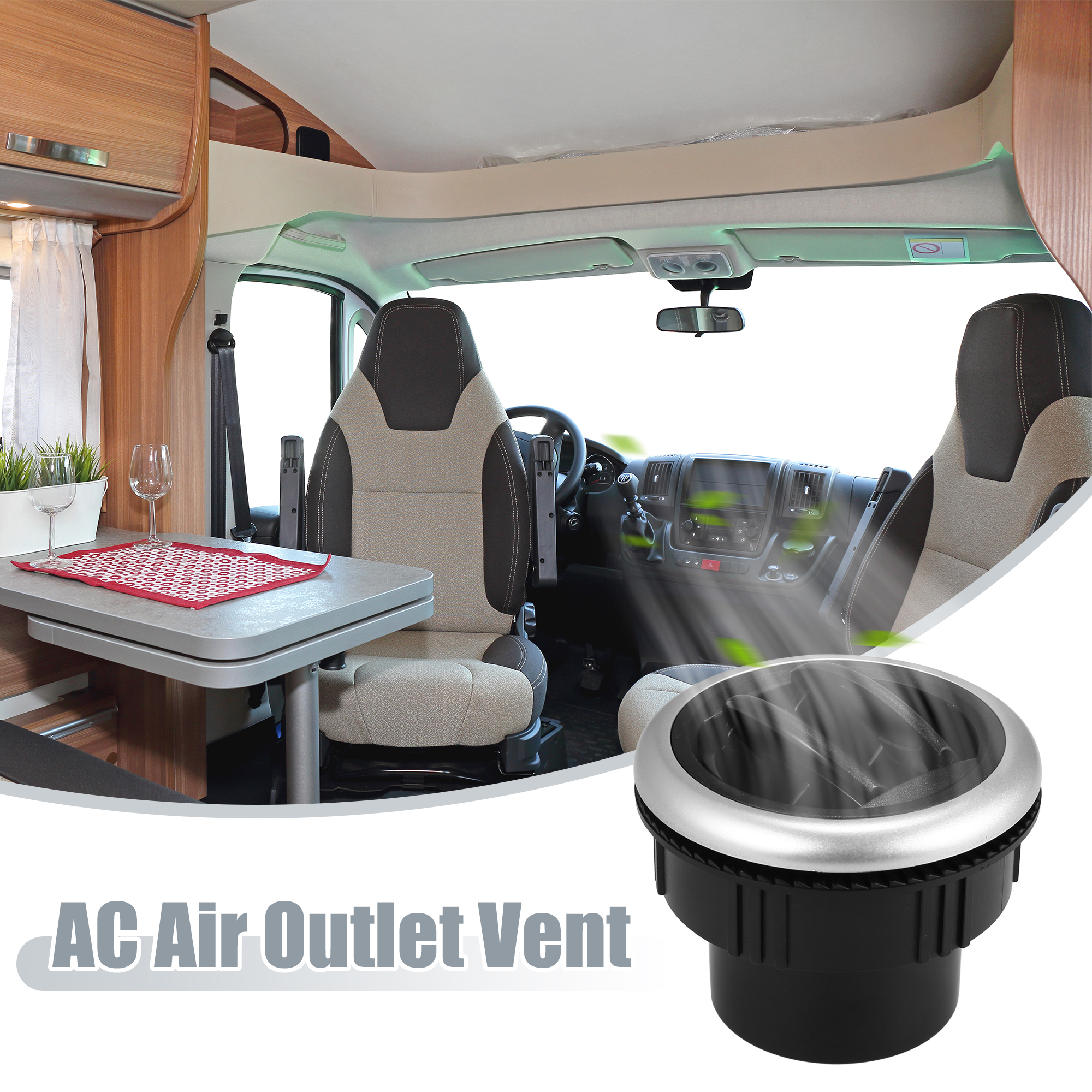 Unique Bargains 4pcs Universal Vent Air Outlet Rotating Round Ceiling 48mm Black for Car Bus RV