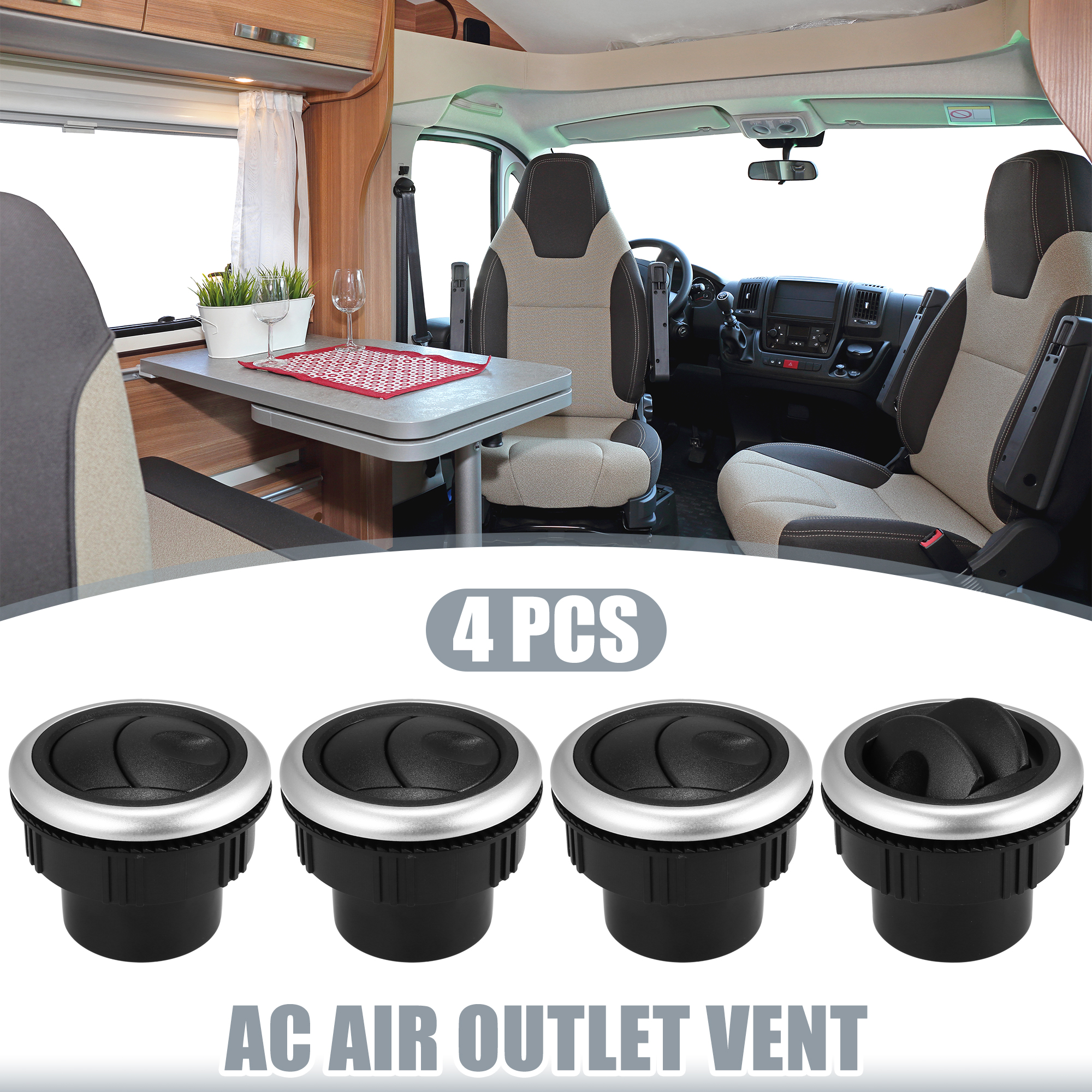 Unique Bargains 4pcs Universal Vent Air Outlet Rotating Round Ceiling 48mm Black for Car Bus RV