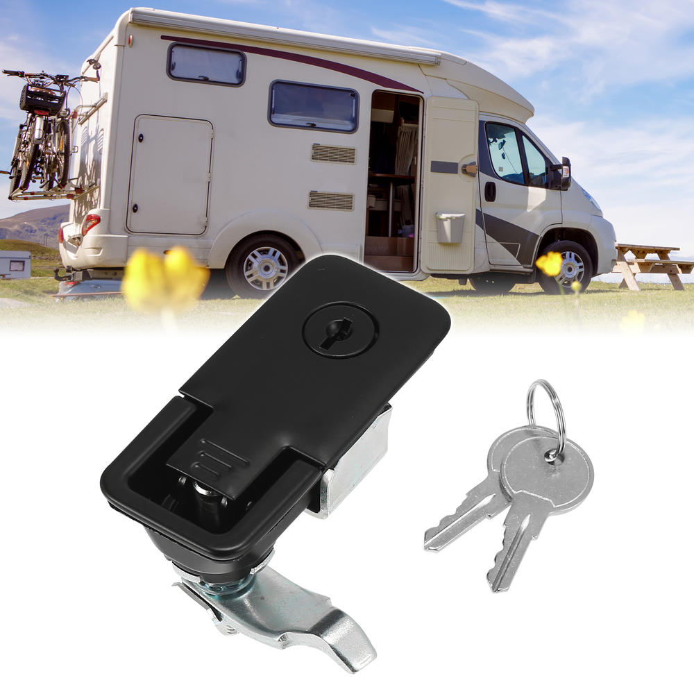 Unique Bargains 1 Set Paddle Latch Compression Lock and Keys Black for Tool Box Truck RV Trailer