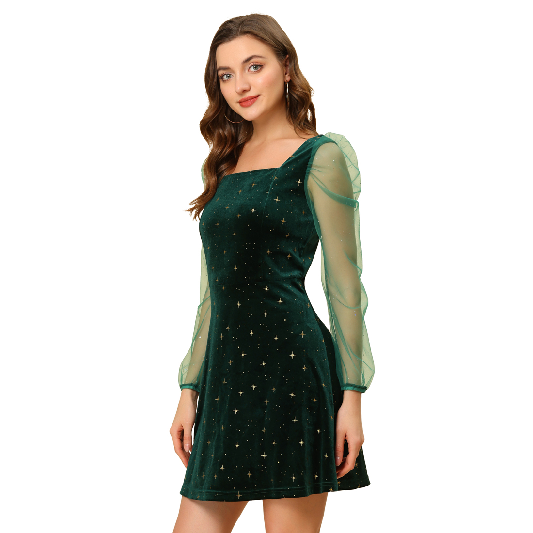 Allegra K Mesh Bodycon Dress – Long Sleeve Ruched Mini Dress For Parties, Club Wear – Figure-Hugging & Stretchy
