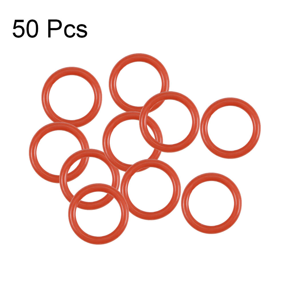 Unique Bargains Silicone O-Rings 6.5mm OD 4.5mm Inner Diameter, 1mm Width, Seal Gasket Red 50Pcs
