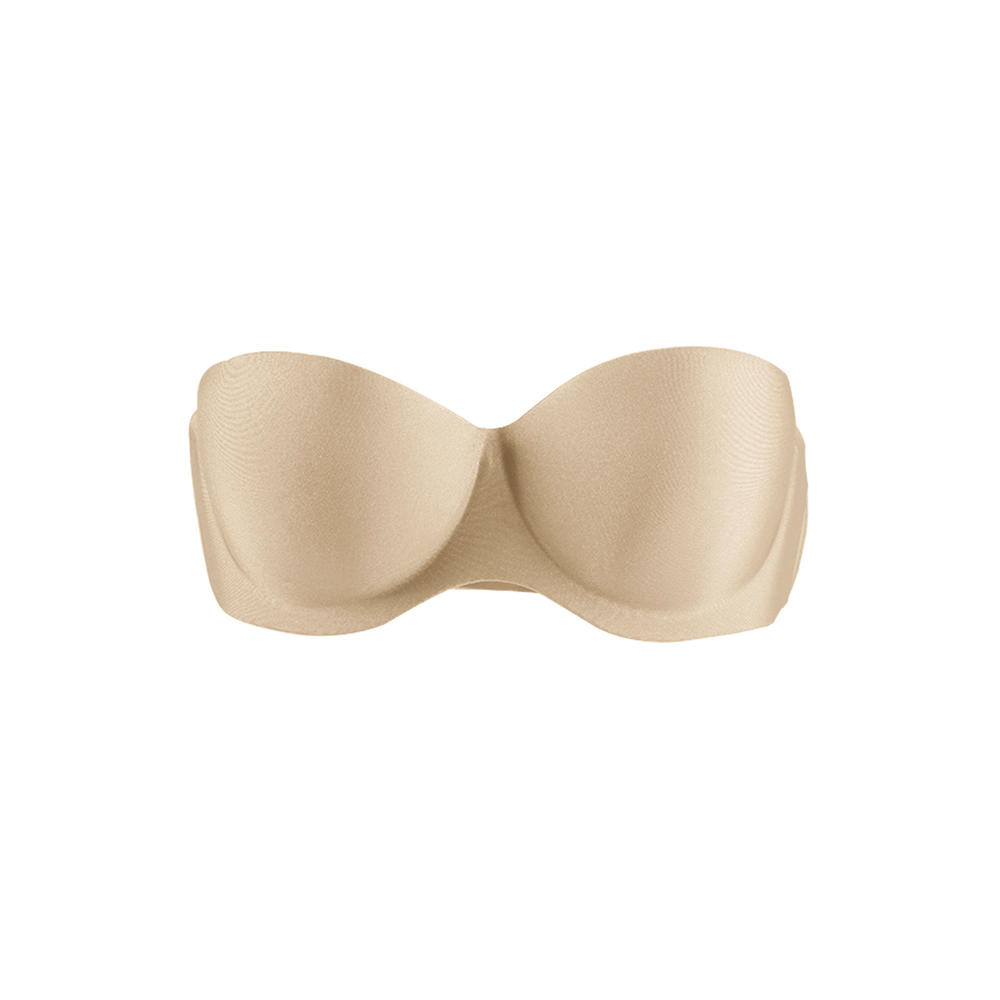Unique Bargains Women Strapless Invisible Padded Push Up Underwire Bra D Beige