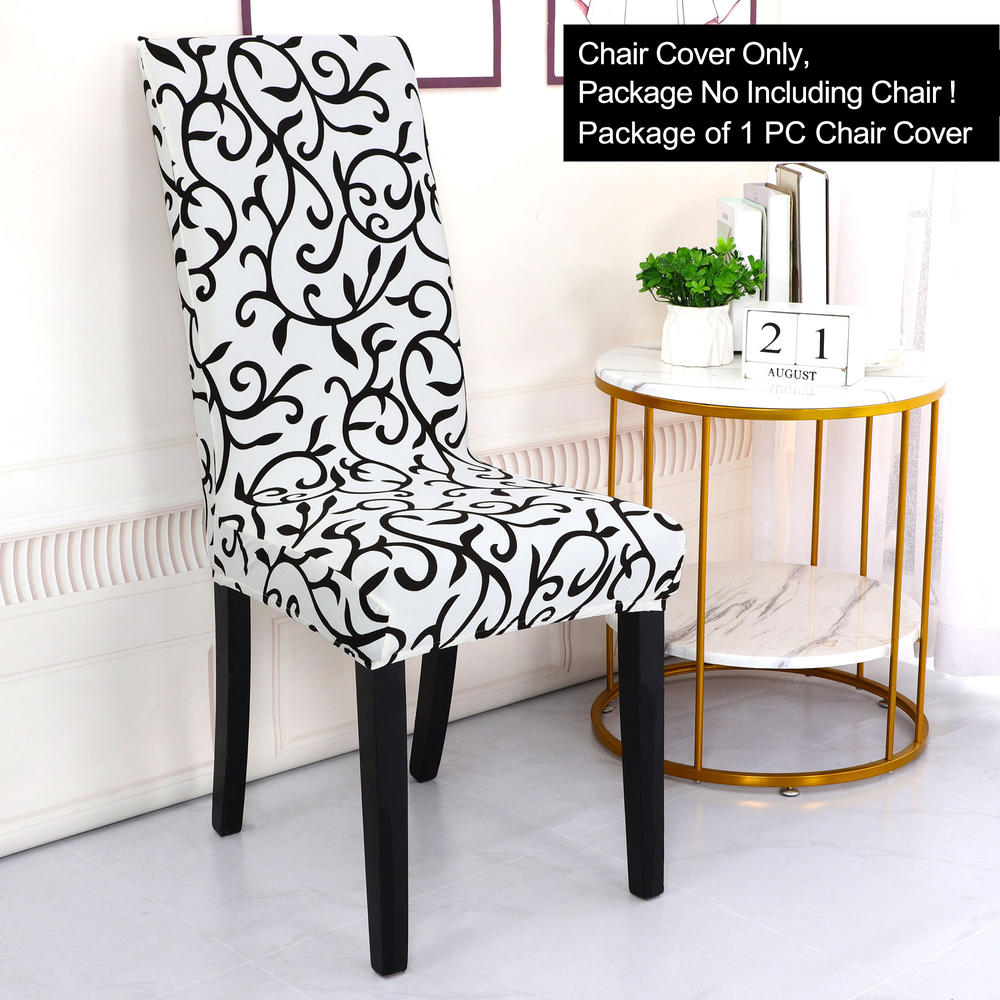Unique Bargains Elastic Chair Cover Chair Protector Slipcover Dining Room White + Black