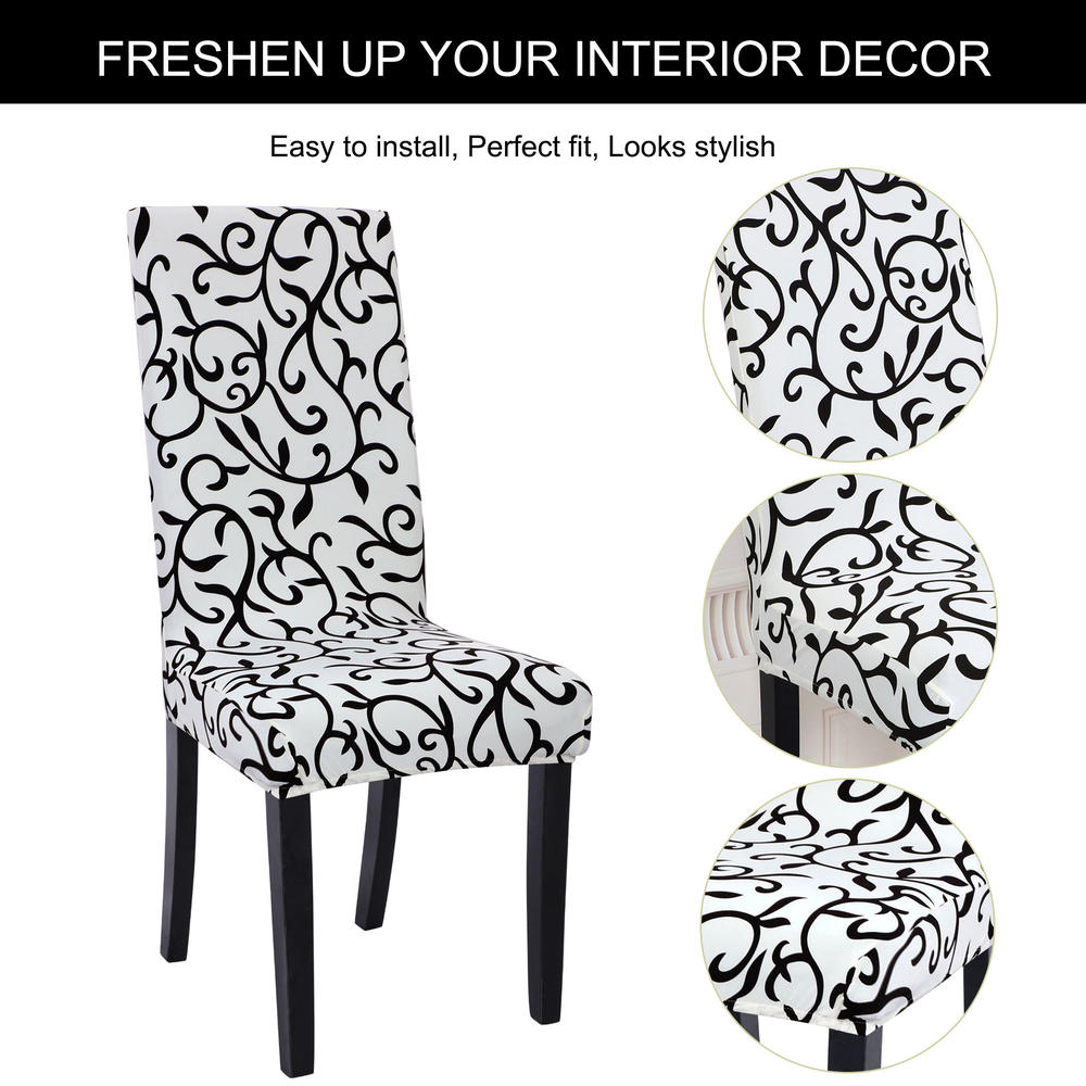 Unique Bargains Elastic Chair Cover Chair Protector Slipcover Dining Room White + Black