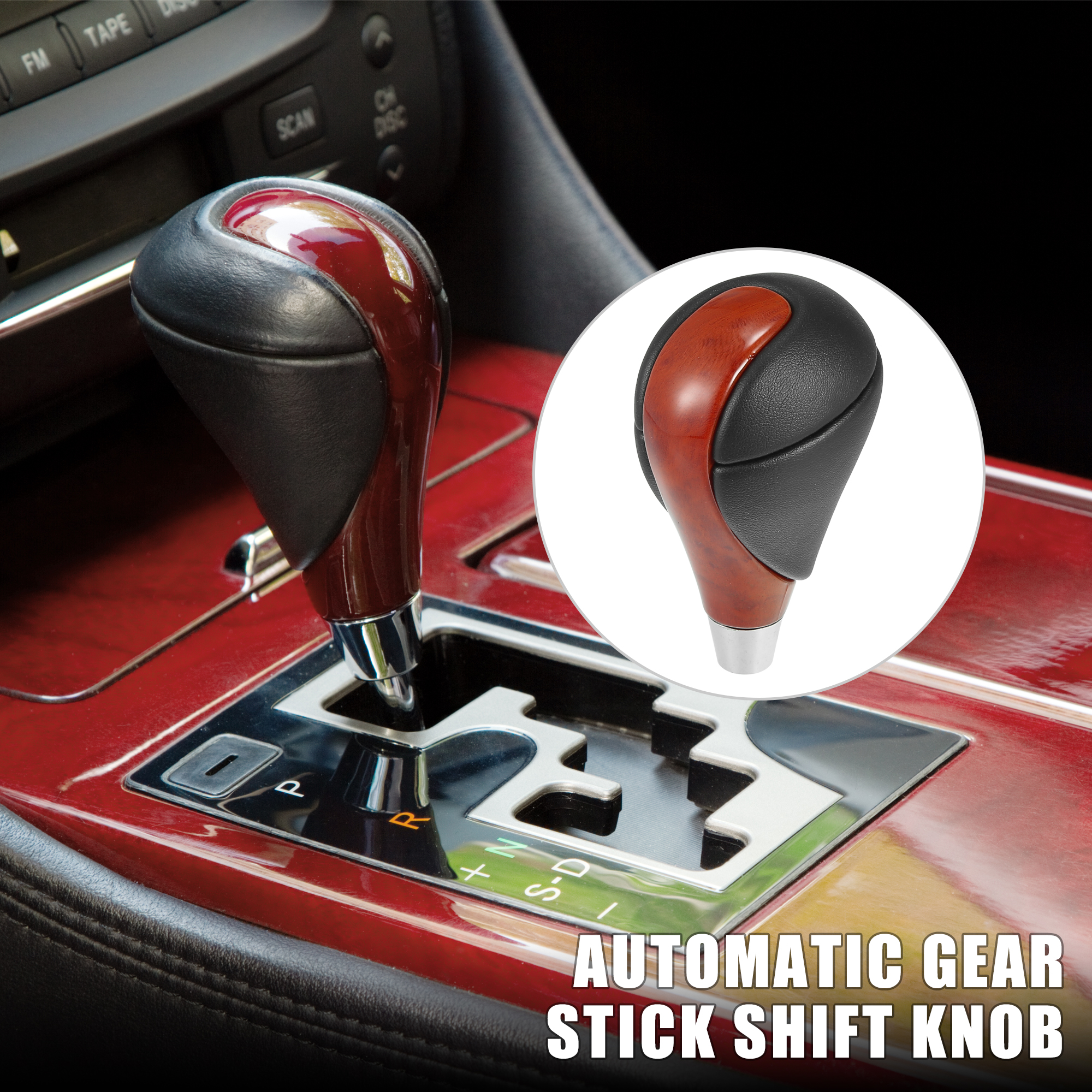 Universal Black Aluminum Automatic Shift Knob With Button - Fits Most Automatic Cars