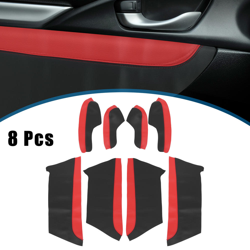 Unique Bargains 8Pcs Door Panel Armrest Cover for Honda Civic 2016-2020 Red with Red Line