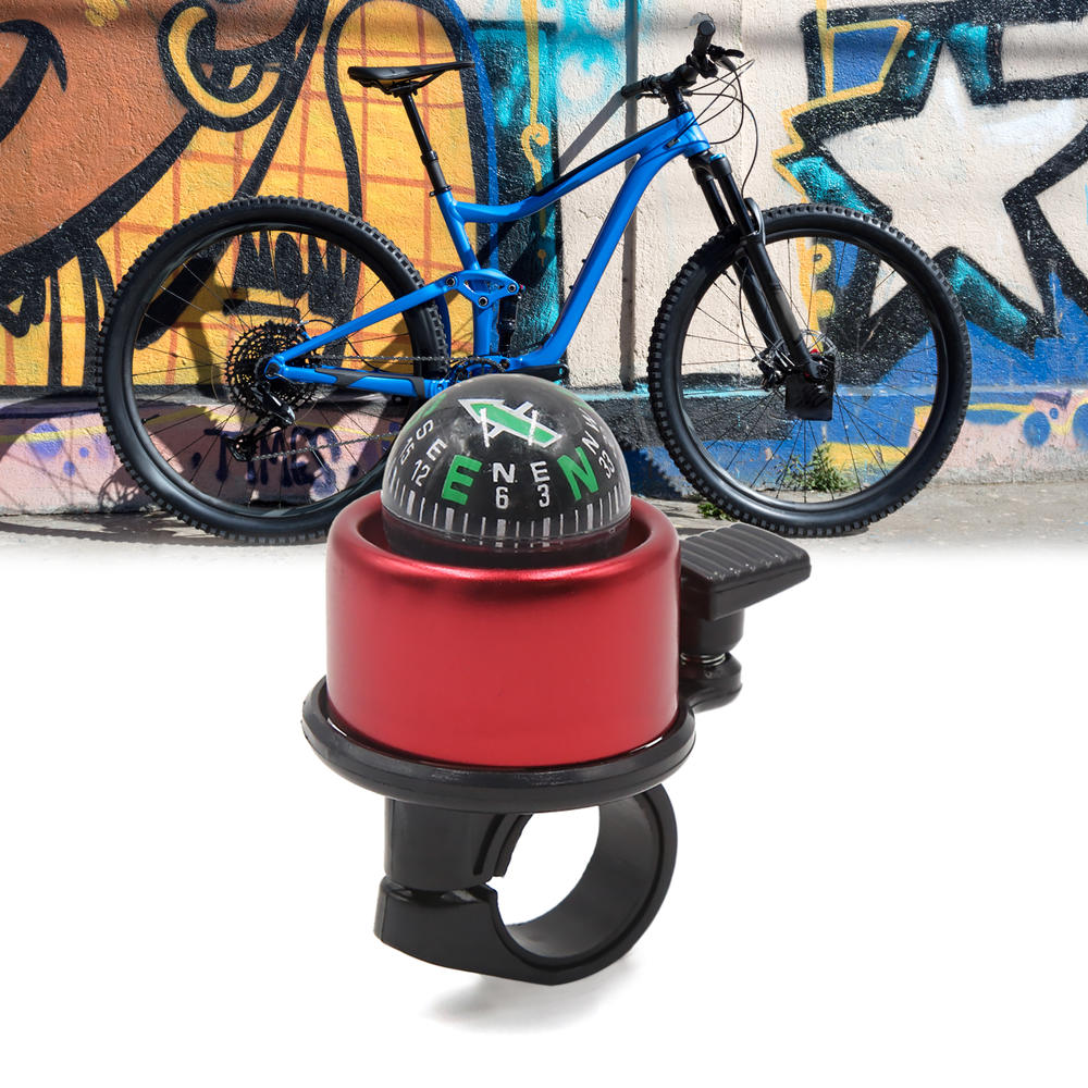 Unique Bargains Red Sport Bike Bicycle Bell Sound Compass for 22mm Handlebar Safety Alarm Horn