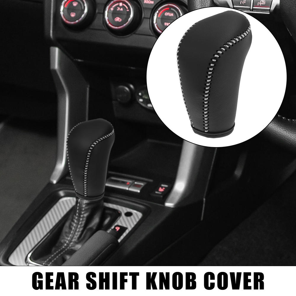 Unique Bargains Car Faux Leather Black Gear Shift Knob Cover for Subaru Forester Gray Line