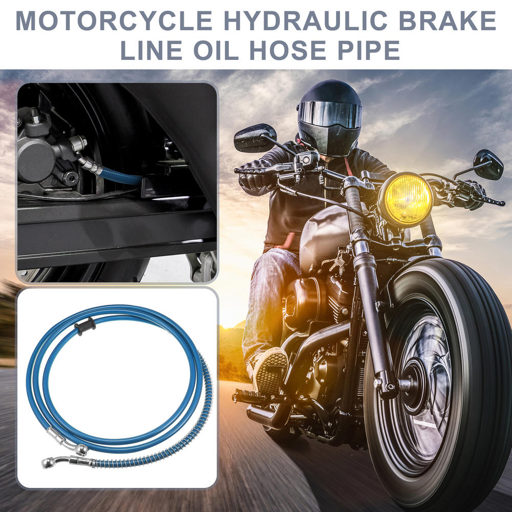 Unique Bargains 74.8" 10mm Motorcycle Hydraulic Brake Line Oil Hose Pipe Stainless Steel Blue