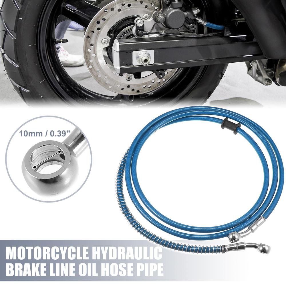 Unique Bargains 74.8" 10mm Motorcycle Hydraulic Brake Line Oil Hose Pipe Stainless Steel Blue