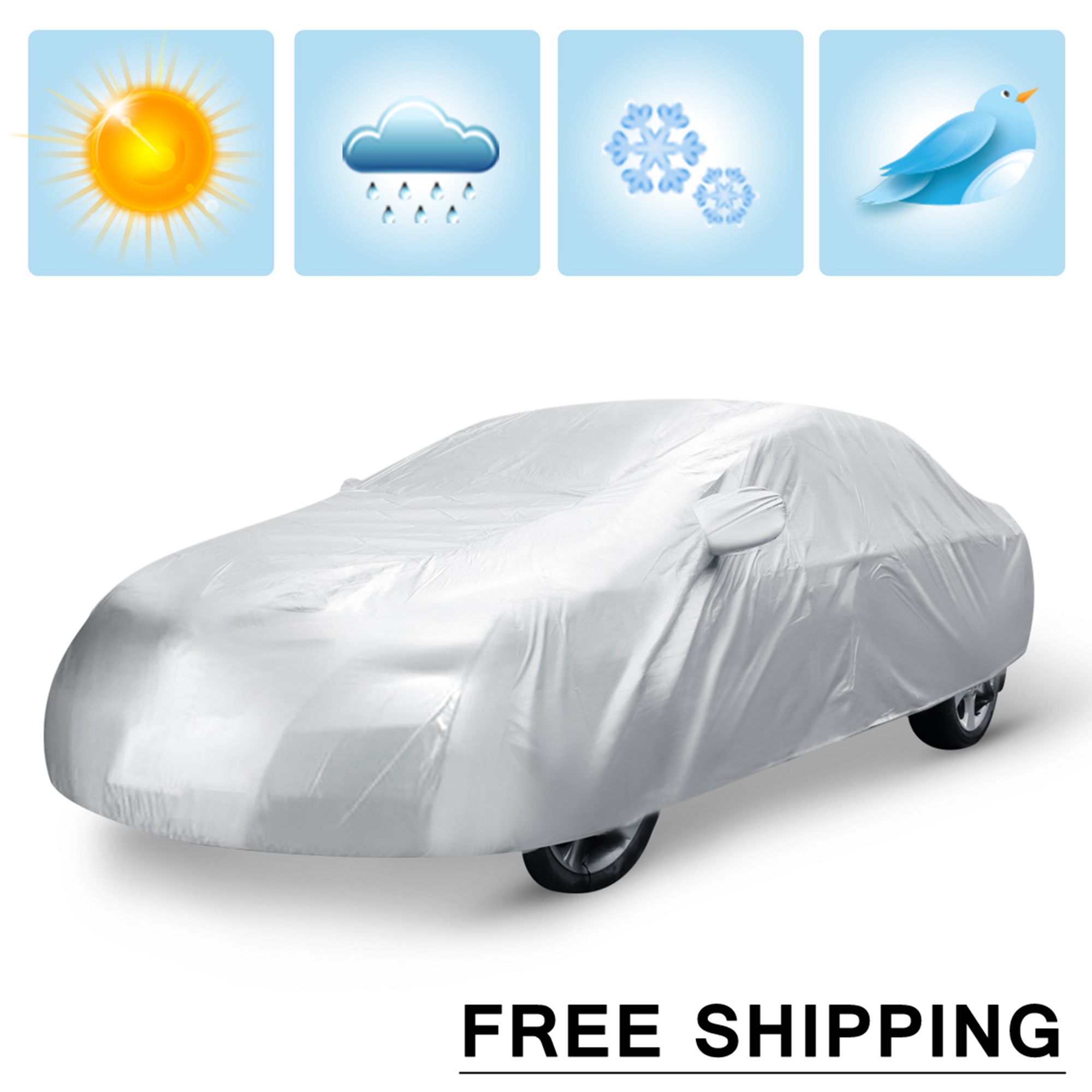 Unique Bargains 3L Waterproof Breathable Full Car Cover Sun Snow Dust Rain Resistant Protection