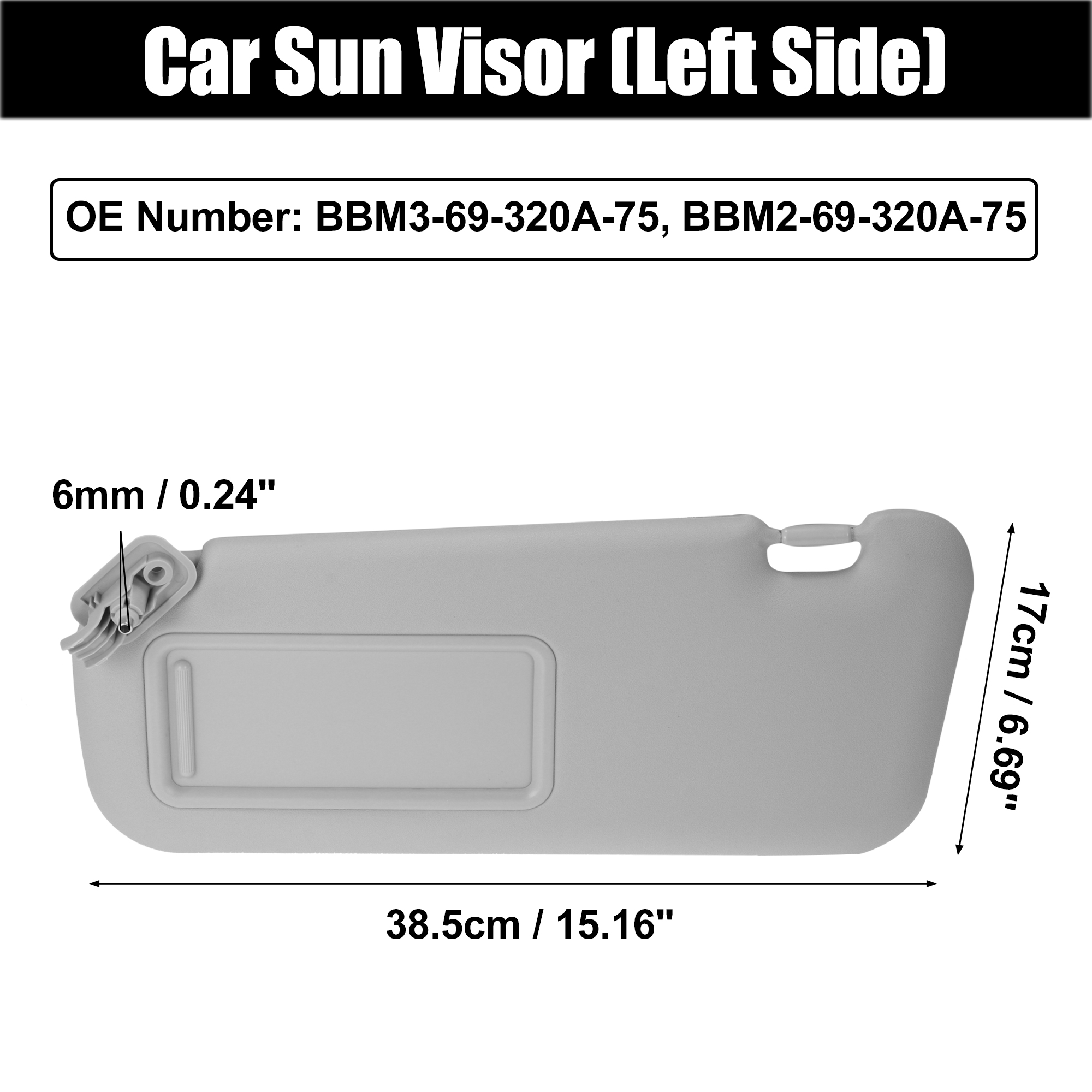 Unique Bargains Front Left Side Car Sun Visor for Mazda 3 10-13 BBM3-69-320A-75 BBM2-69-320A-75