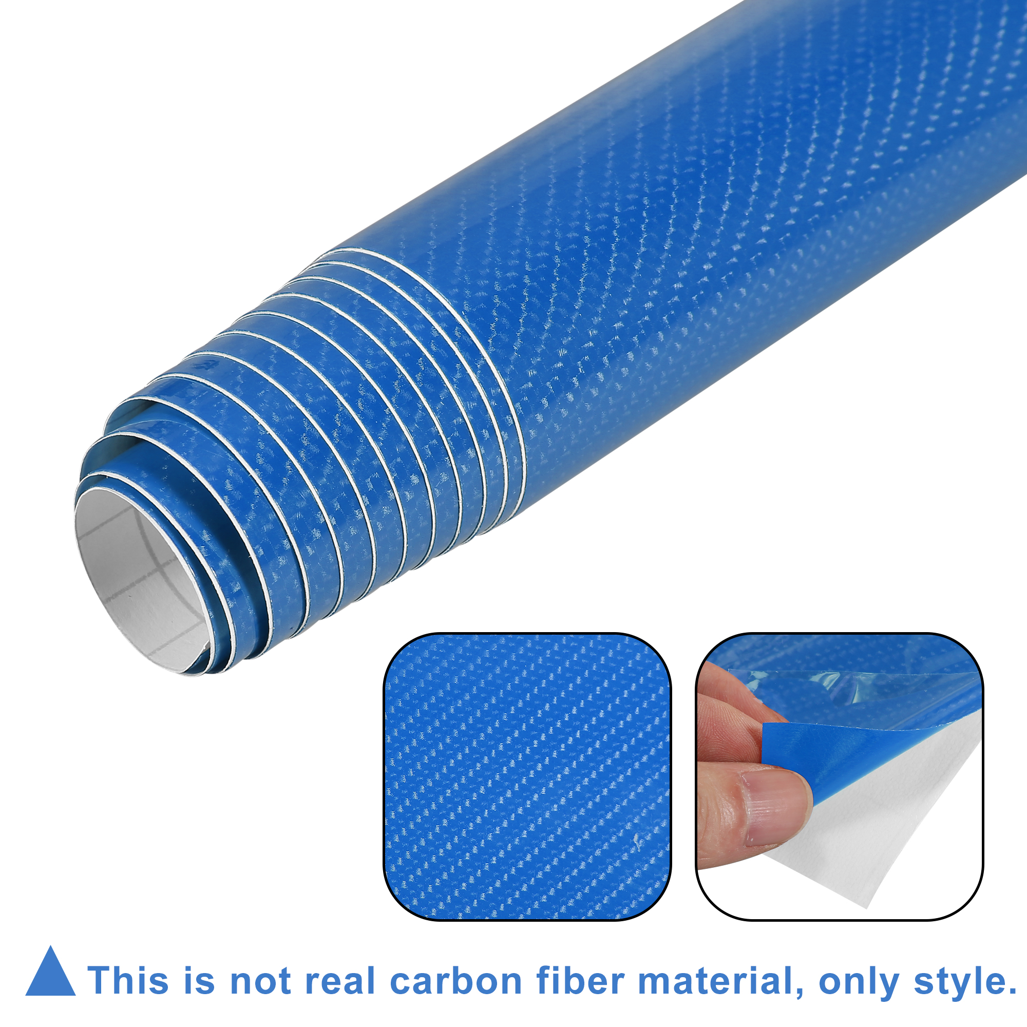 Unique Bargains 5D Carbon Fiber Pattern Vinyl Car Wrap Sheet Decal Sticker Film Blue 12"x79"