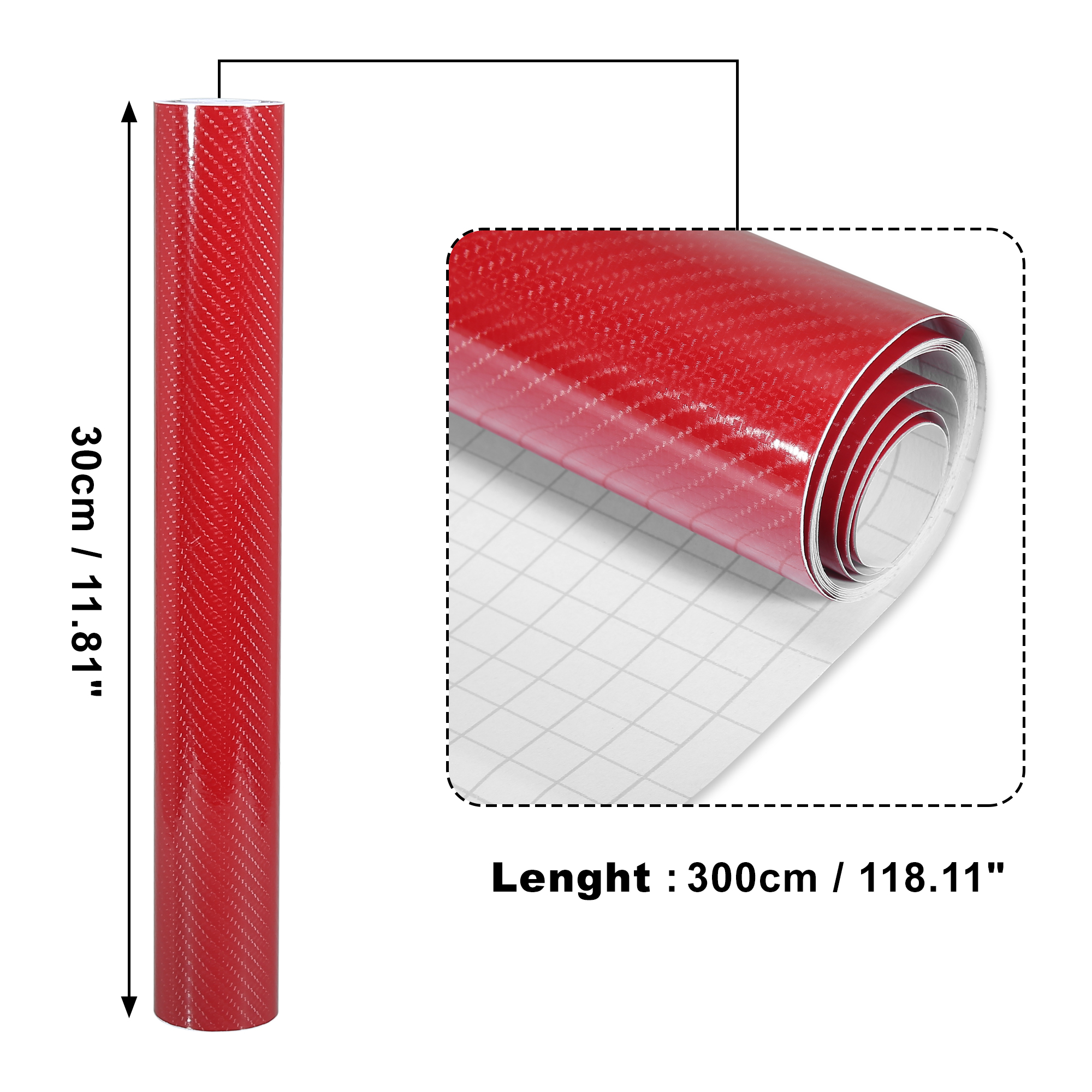 Unique Bargains 5D Carbon Fiber Pattern Vinyl Car Wrap Sheet Decal Sticker Film Red 12"x118"