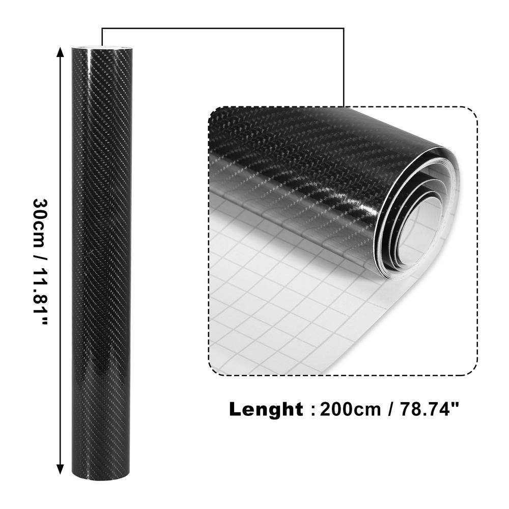 Unique Bargains 5D Carbon Fiber Pattern Vinyl Car Wrap Sheet Decal Sticker Film Black 12"x79"