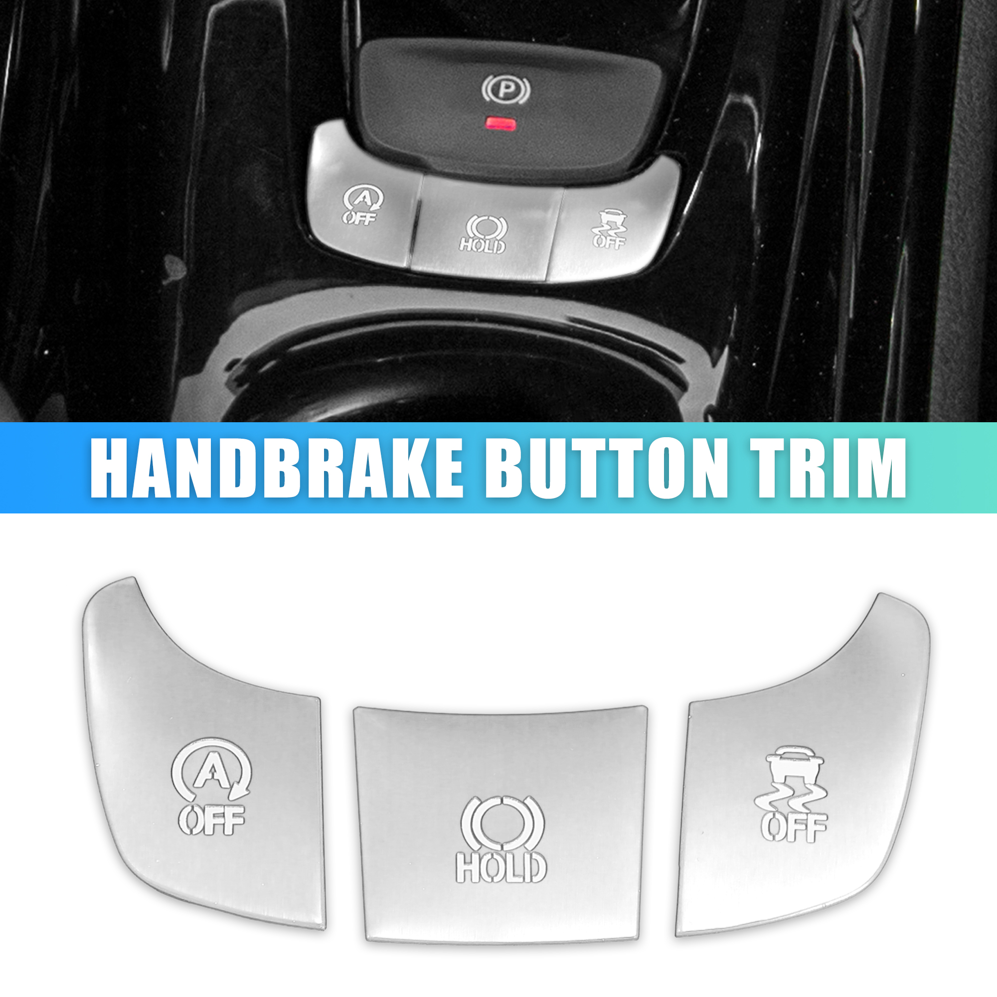 Unique Bargains 3pcs Aluminum Alloy Handbrake Button Sticker for Toyota CHR 17-21 Silver Tone