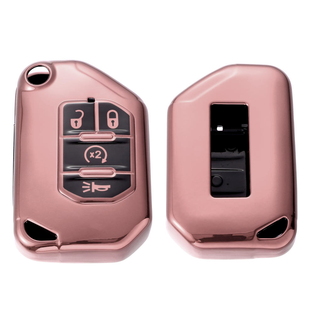 Unique Bargains TPU Key Fob Cover Case for Jeep Wrangler JL Gladiator JT Rubicon 18-21 Pink