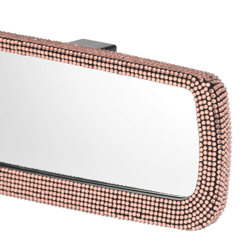 Unique Bargains Bling Car Rear View Mirror with Faux Crystal Interior for Women Champagne Color