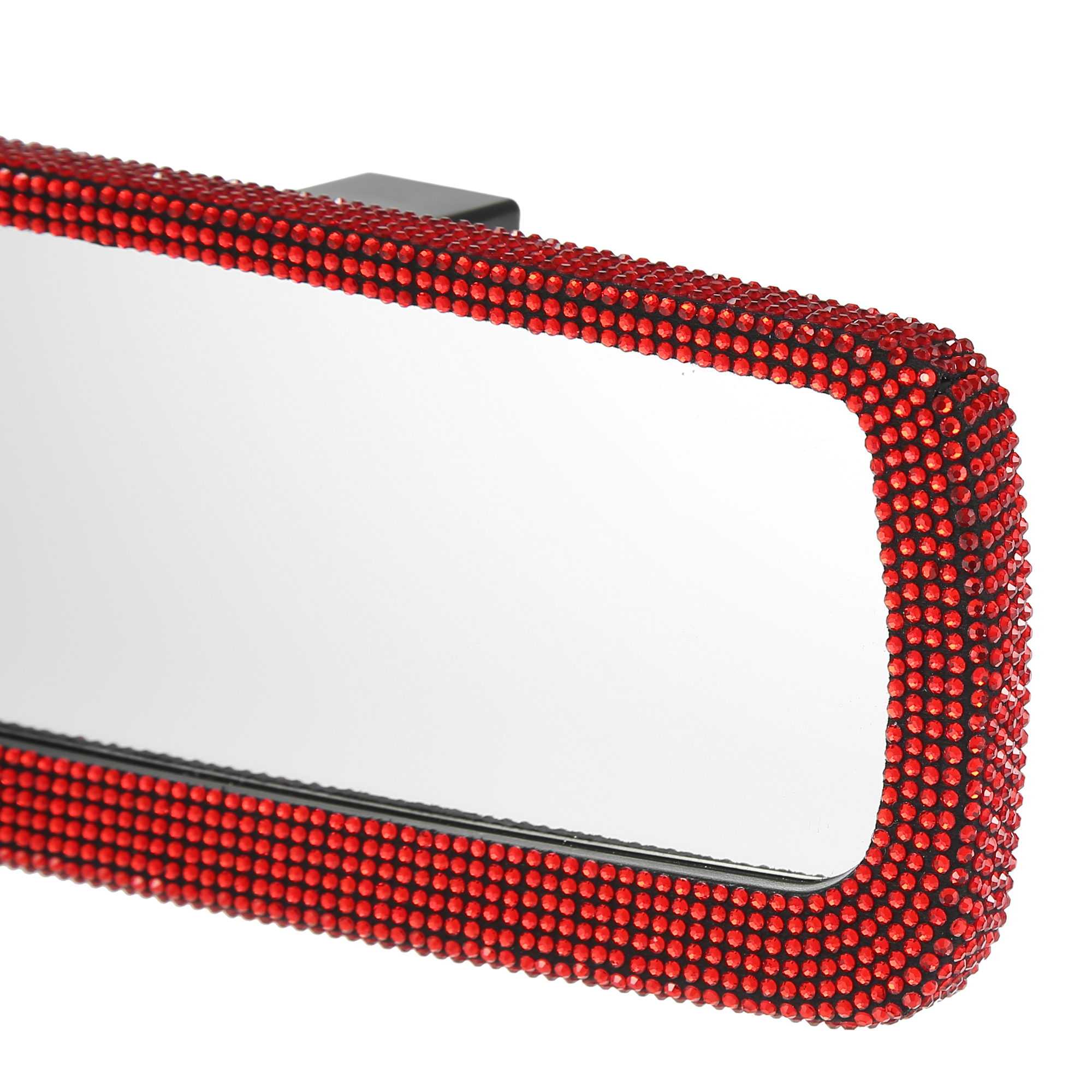 Unique Bargains Bling Car Rear View Mirror with Faux Crystal Rhinestone Interior for Women Red