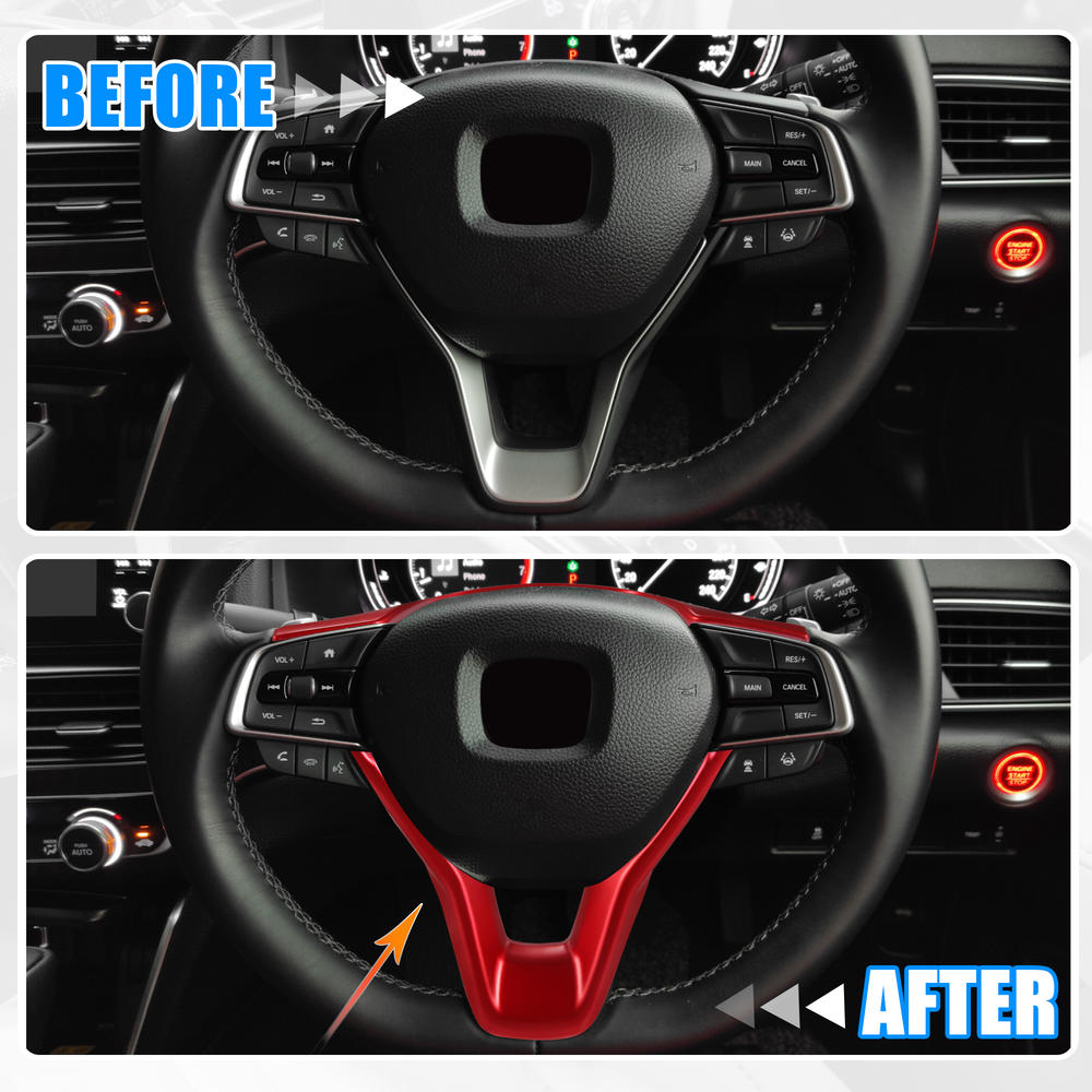 Unique Bargains 2pcs Steering Wheel Cover Trim Sticker Red for Honda Accord Sedan 2018-2022