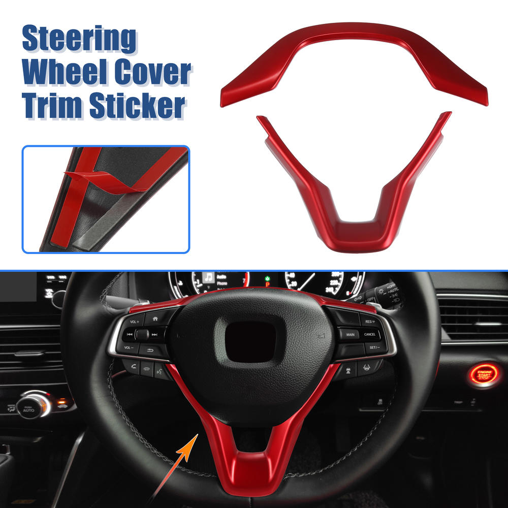 Unique Bargains 2pcs Steering Wheel Cover Trim Sticker Red for Honda Accord Sedan 2018-2022