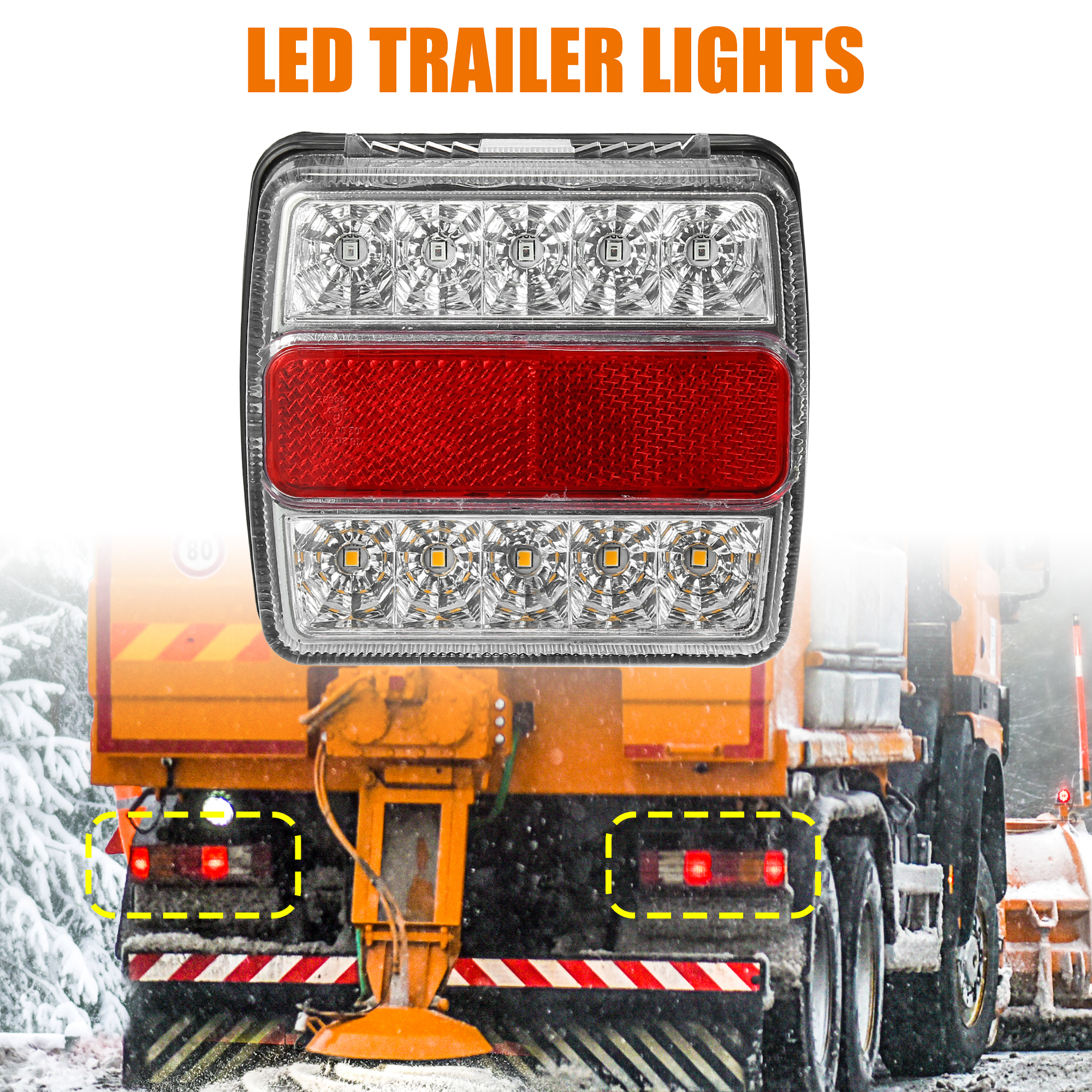 Unique Bargains 2pcs Left 16 Right 10 LED White Car Trailer Lights with Plug Red White Amber
