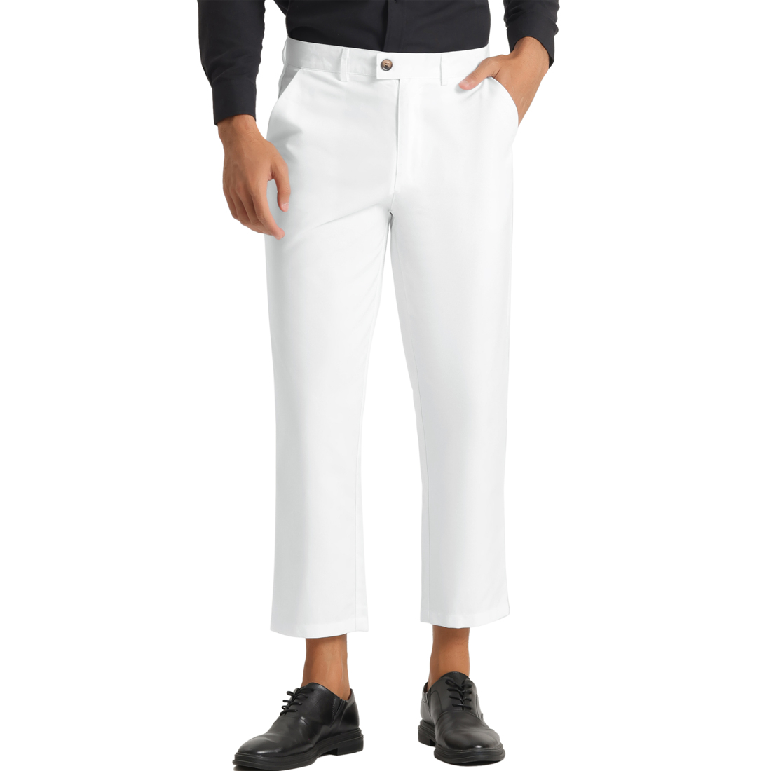 Unique Bargains Lars Amadeus Men's Formal Pants Flat Front Skinny Office  Prom Cropped Dress Pants White M