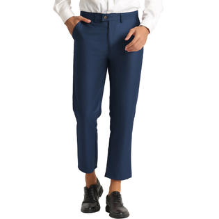 Unique Bargains Lars Amadeus Men's Formal Pants Flat Front Skinny Office Prom Cropped Dress Pants Blue S Unique Bargains Lars Amadeus Men's Formal Pants Flat Front Skinny Office Prom Cropped Dress Pants Blue S