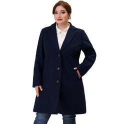 Unique Bargains Agnes Orinda Women's Plus Size Winter Coats Elegant Notched Lapel Single Breasted Coat