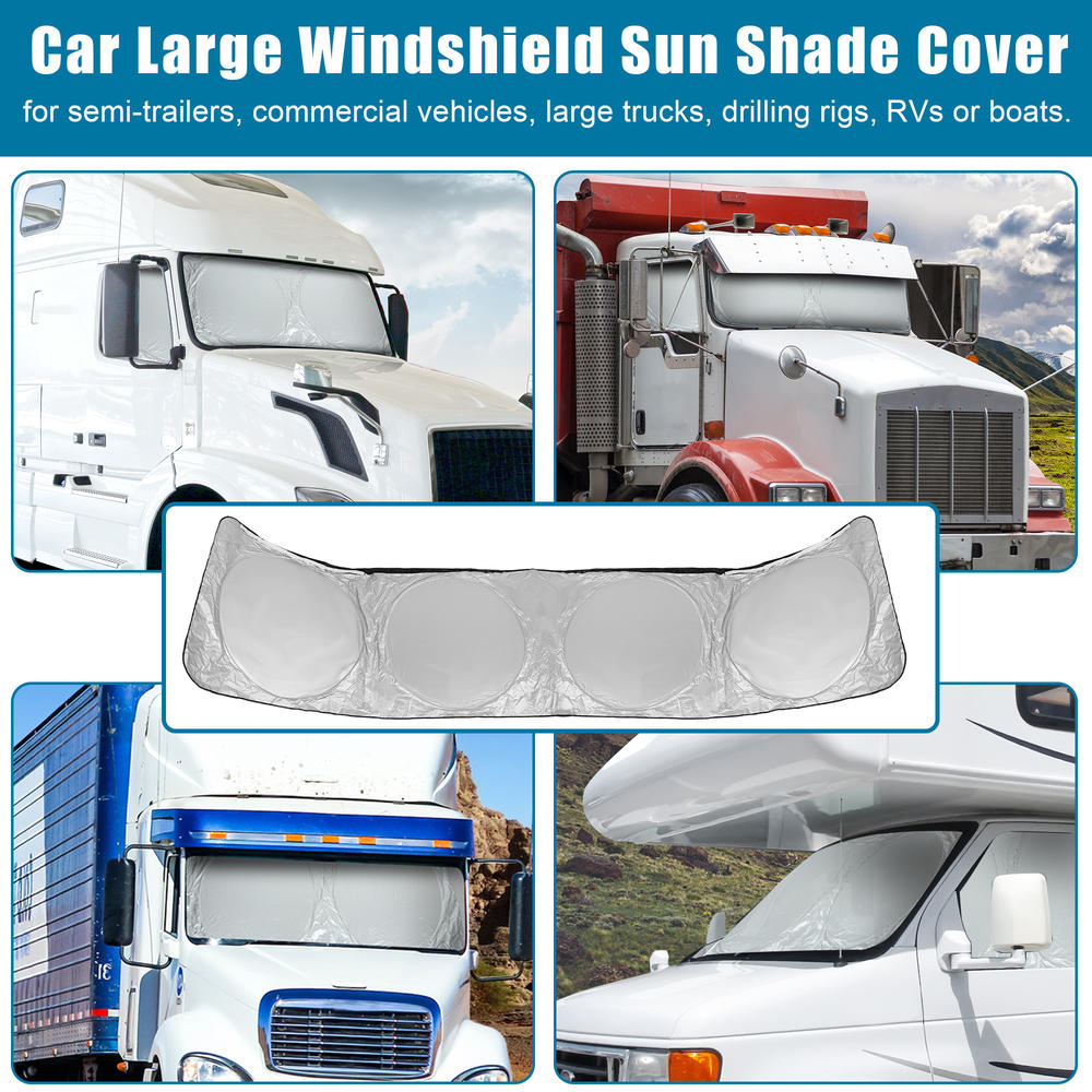 Unique Bargains Semi-Truck Sunshade for Windshield and Side Window 240T Block Sun Ray RV Big Rig